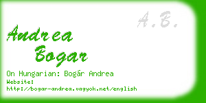 andrea bogar business card